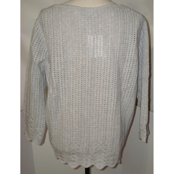 NWT New Womens 1X 2X Ryllace Plus 100% Cashmere Sweater Light Gray Scalloped Sof - Picture 3 of 8
